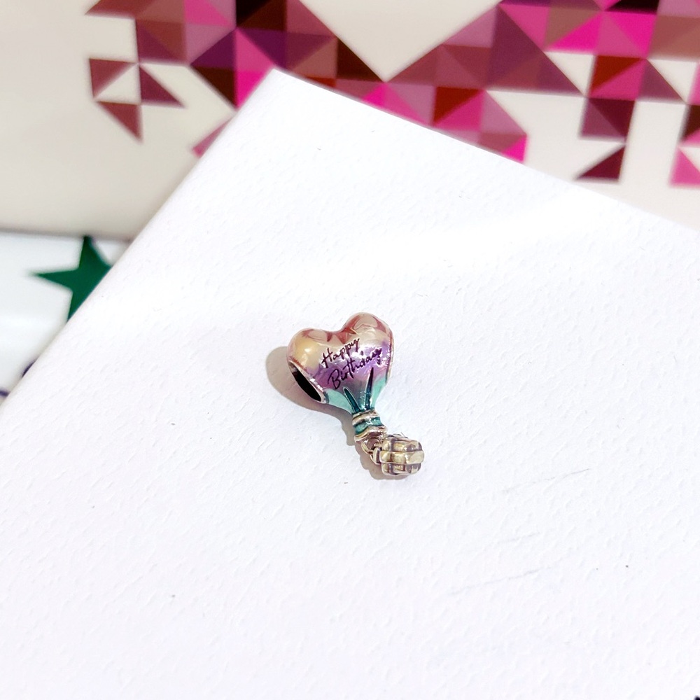 PANDORA Happy Birthday Hot Air Heart Balloon Charm w/box - Picture 3 of 9